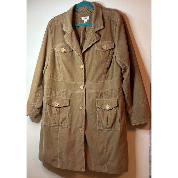 Cato Jackets & Blazers - Long Corduroy Button Down Jacket Chore Coat Pockets Lined Women's Size XL